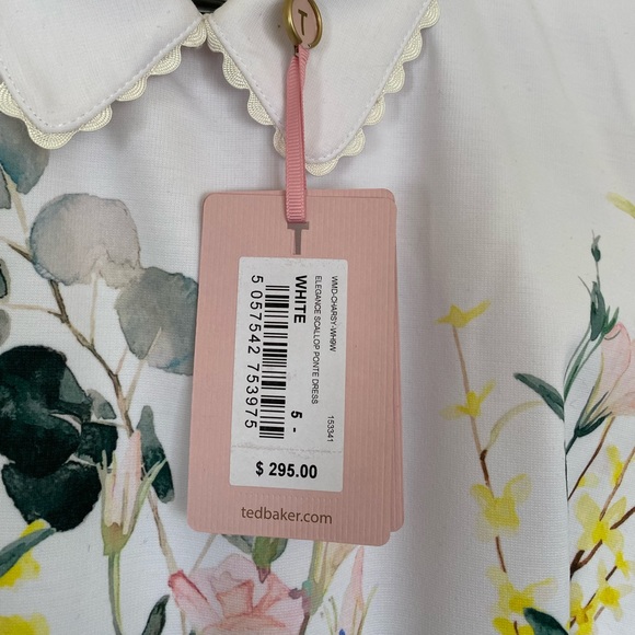 Ted Baker Elegance Print white fit and flare white dress - Picture 2 of 8